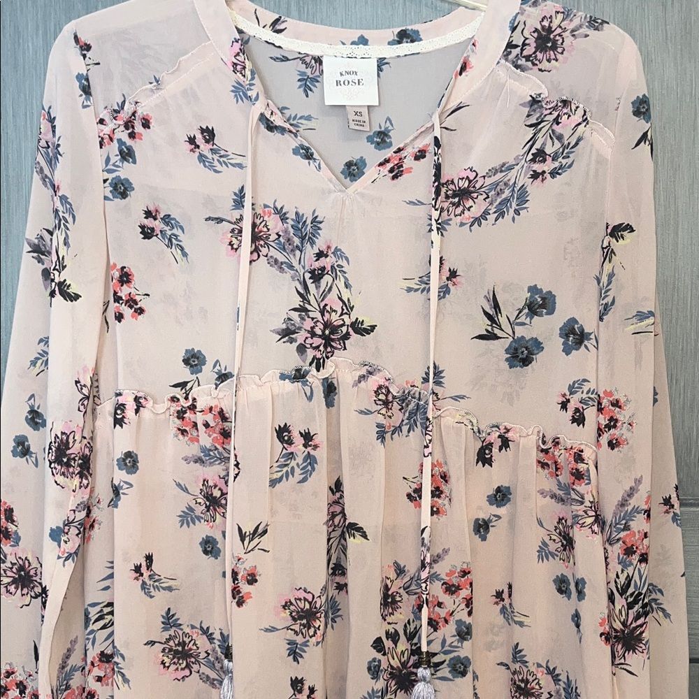 Knox Rose SZ X-SMALL Bohemian Flowy Floral Blouse #boho #fairy #whimsical - Picture 3 of 8